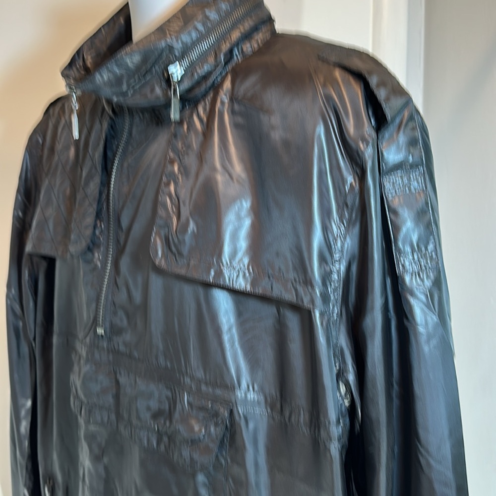 NWT “MG BLACK” 1/2 Zip Athletic Hooded Black Nylon Pullover Golf Jacket XXL NWT - Picture 16 of 16